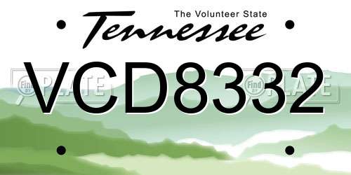 VCD8332 Tennessee License Plate