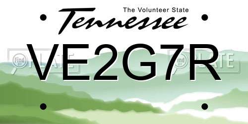 VE2G7R Tennessee License Plate