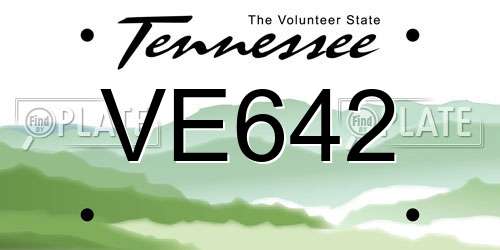 VE642 Tennessee License Plate