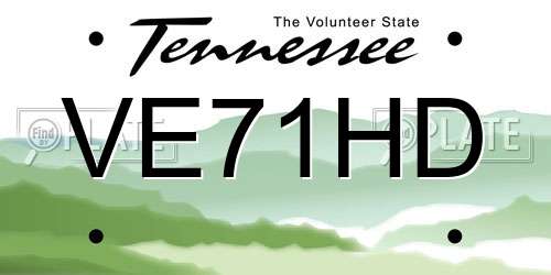 VE71HD Tennessee License Plate