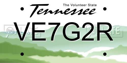 VE7G2R Tennessee License Plate