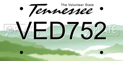VED752 Tennessee License Plate