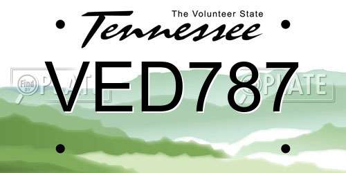 VED787 Tennessee License Plate