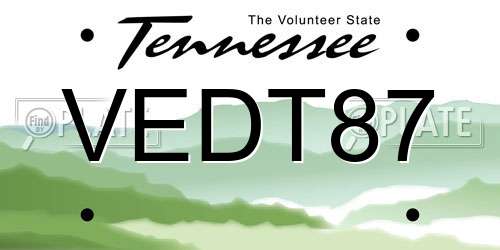 VEDT87 Tennessee License Plate
