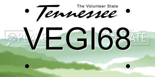 VEGI68 Tennessee License Plate