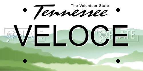 VELOCE Tennessee License Plate
