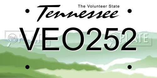 VEO252 Tennessee License Plate
