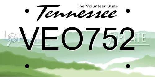 VEO752 Tennessee License Plate