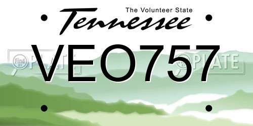 VEO757 Tennessee License Plate