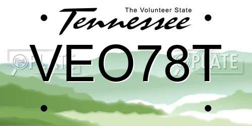 VEO78T Tennessee License Plate