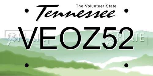 VEOZ52 Tennessee License Plate