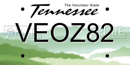 VEOZ82 Tennessee License Plate