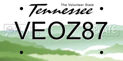 VEOZ87 Tennessee License Plate