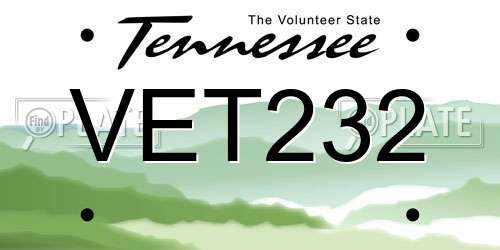 VET232 Tennessee License Plate