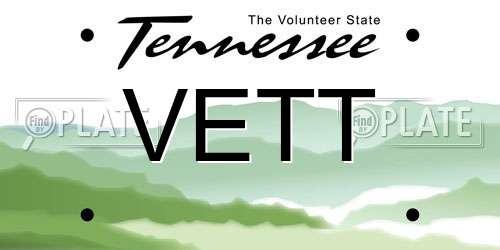 VETT Tennessee License Plate