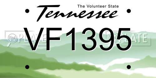 VF1395 Tennessee License Plate