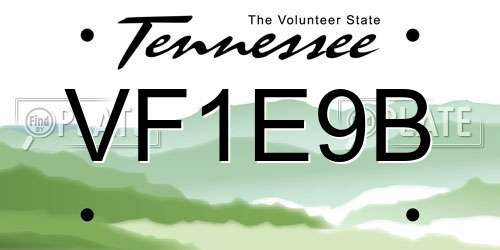 VF1E9B Tennessee License Plate