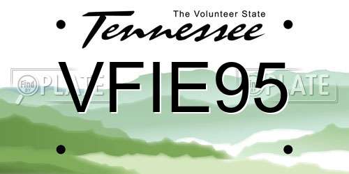VFIE95 Tennessee License Plate