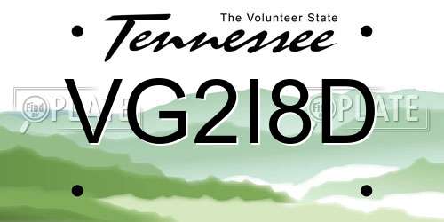 VG2I8D Tennessee License Plate