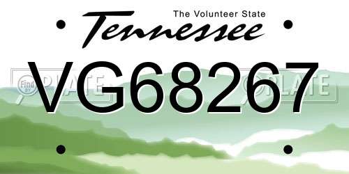 VG68267 Tennessee License Plate