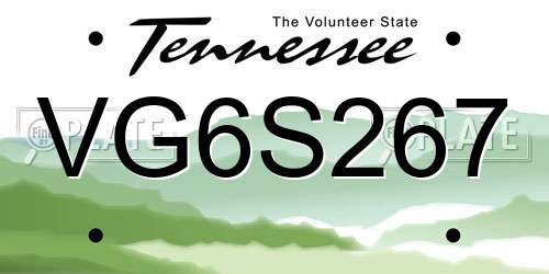 VG6S267 Tennessee License Plate