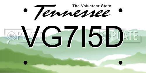 VG7I5D Tennessee License Plate