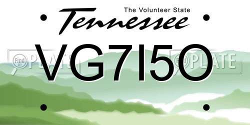 VG7I5O Tennessee License Plate