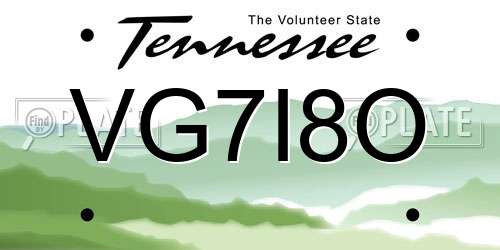 VG7I8O Tennessee License Plate