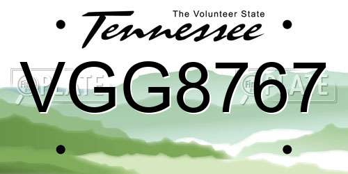 VGG8767 Tennessee License Plate