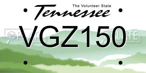 VGZ150 Tennessee License Plate