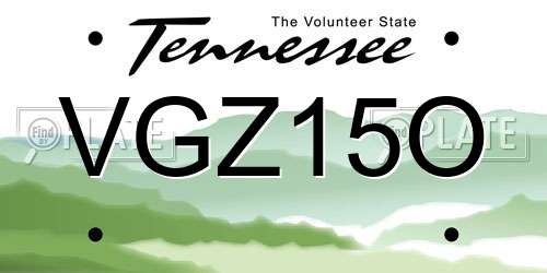 VGZ15O Tennessee License Plate