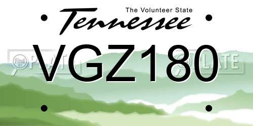 VGZ180 Tennessee License Plate