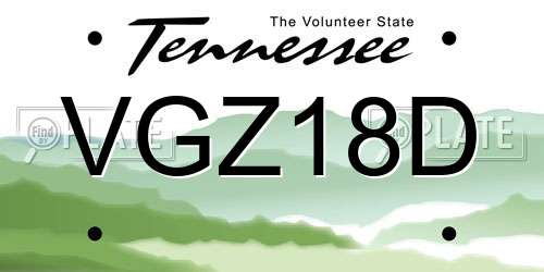 VGZ18D Tennessee License Plate