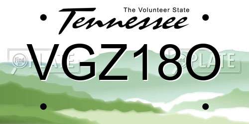 VGZ18O Tennessee License Plate