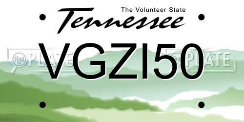 VGZI50 Tennessee License Plate