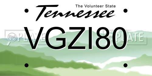 VGZI80 Tennessee License Plate