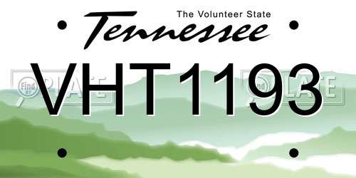 VHT1193 Tennessee License Plate