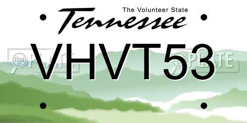 VHVT53 Tennessee License Plate