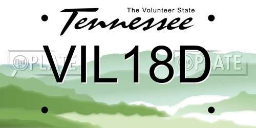 VIL18D Tennessee License Plate