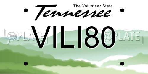VILI80 Tennessee License Plate