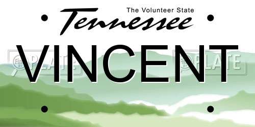 VINCENT Tennessee License Plate