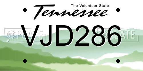 VJD286 Tennessee License Plate