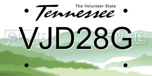 VJD28G Tennessee License Plate