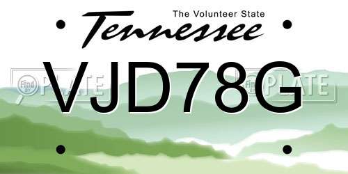 VJD78G Tennessee License Plate