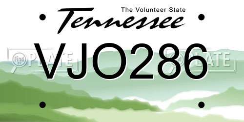 VJO286 Tennessee License Plate