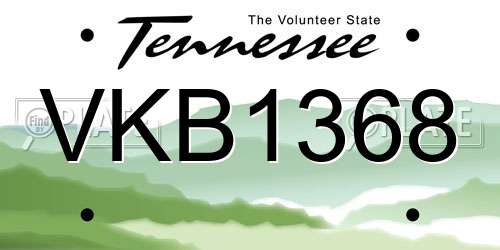 VKB1368 Tennessee License Plate