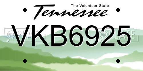 VKB6925 Tennessee License Plate