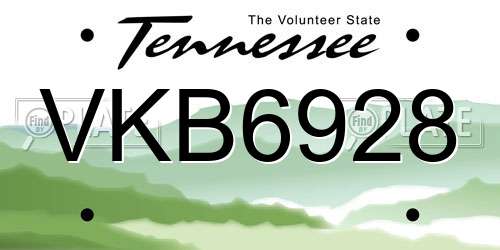 VKB6928 Tennessee License Plate