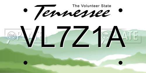 VL7Z1A Tennessee License Plate