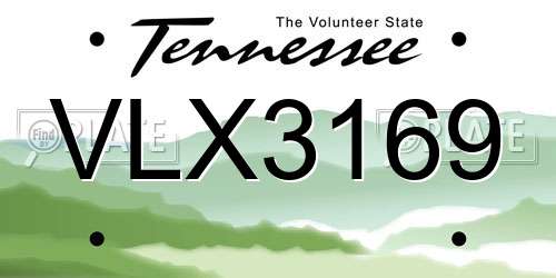 VLX3169 Tennessee License Plate